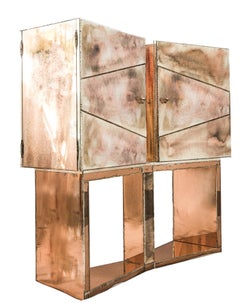 Bar drink butterfly cabinet art Silver Glass modern contemporary brass