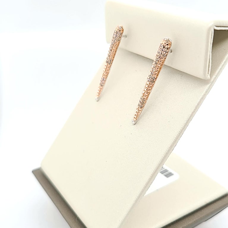 Bar Drop Earring with Brown Diamonds Set in Rose Gold and Sterling