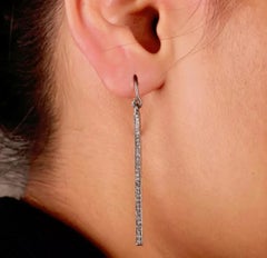 Bar Earring Pave Diamond 925 Silver Stick Earring For Women Beautiful Gift.
