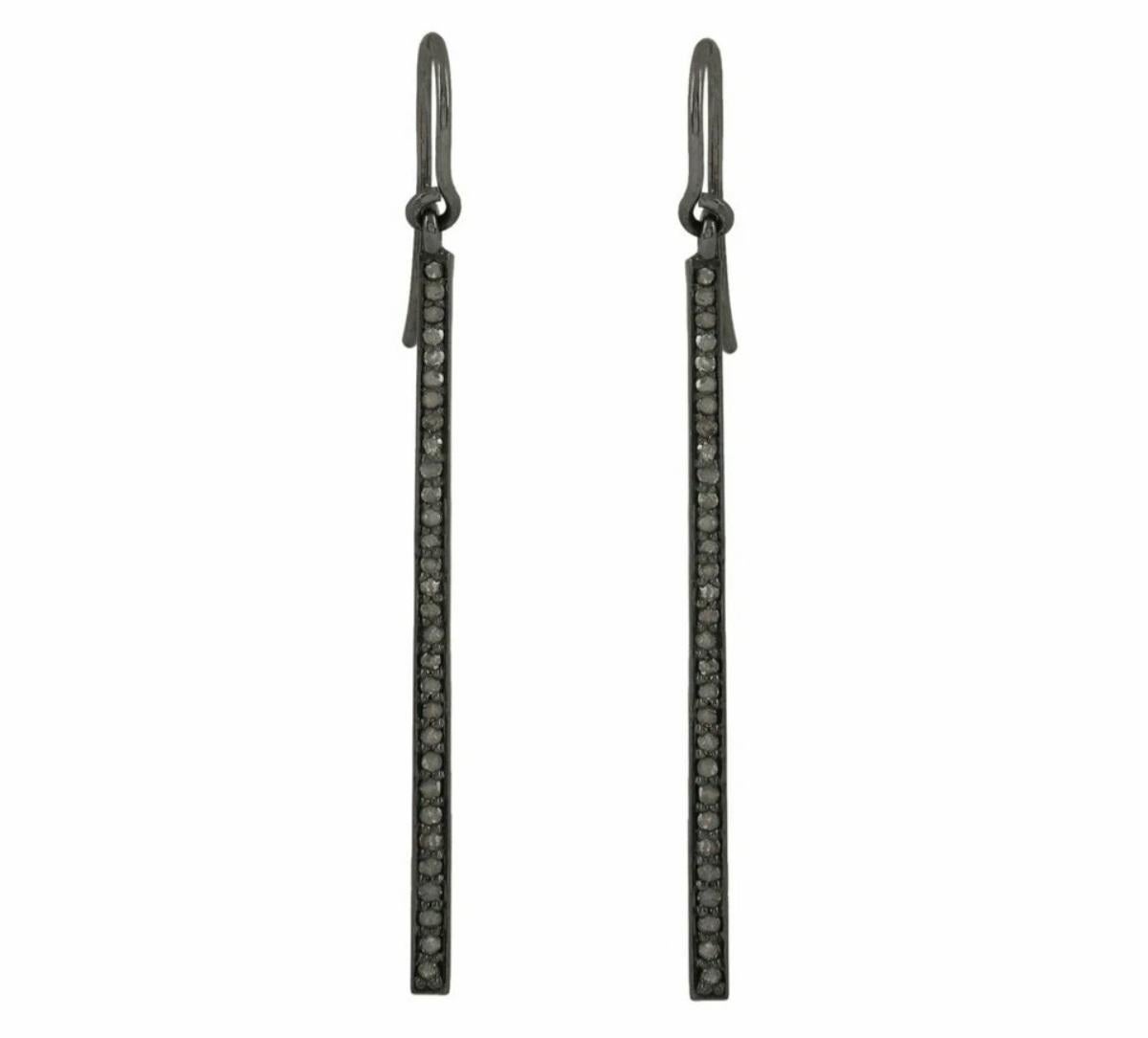 Art Déco Orecchini a barretta Pave Diamond 925 Orecchini a bastoncino in argento per donne Bellissimo regalo. in vendita