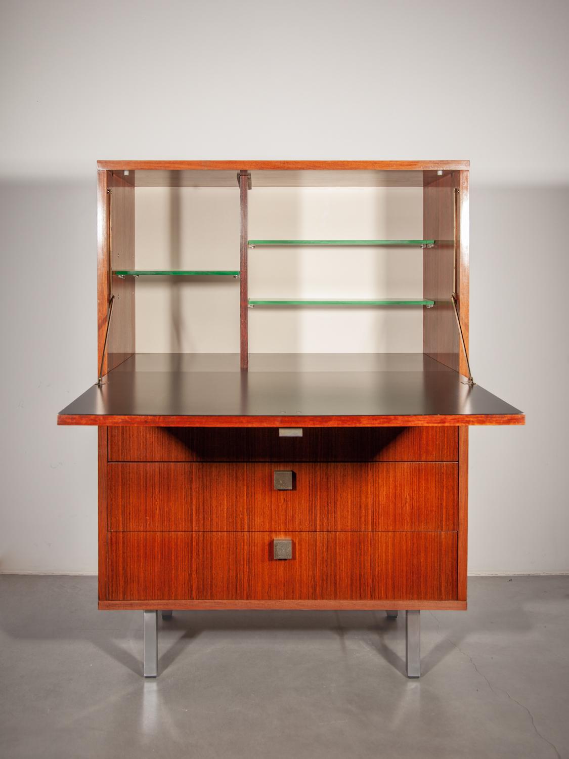 Hand-Crafted Bar Furniture Cabinet designed in 1960s by Alfred Hendrickx for Belform, Belgium For Sale