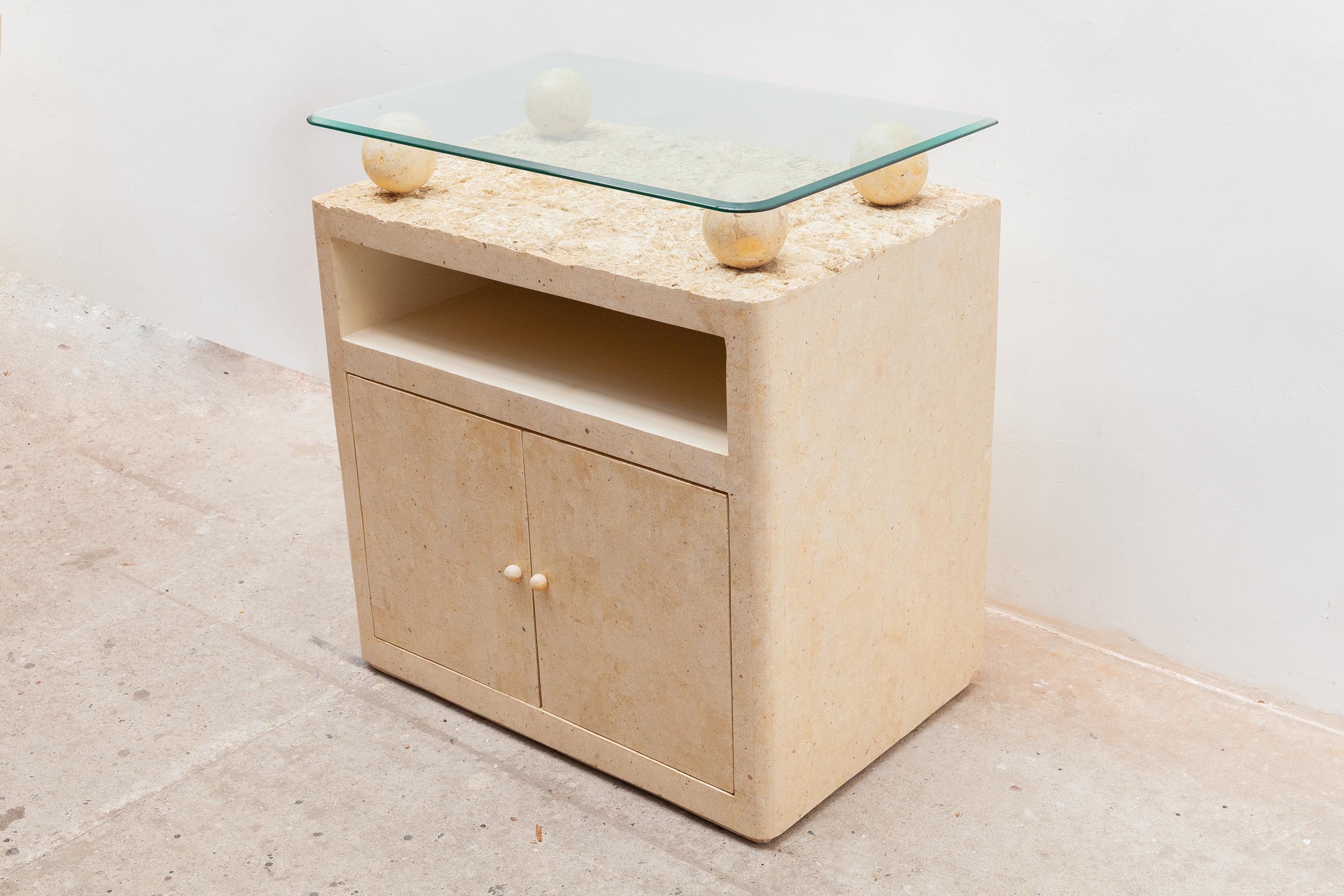 Mid-Century Modern Bar Furniture Small Sideboard in Faux Marble, Italy, 1980s