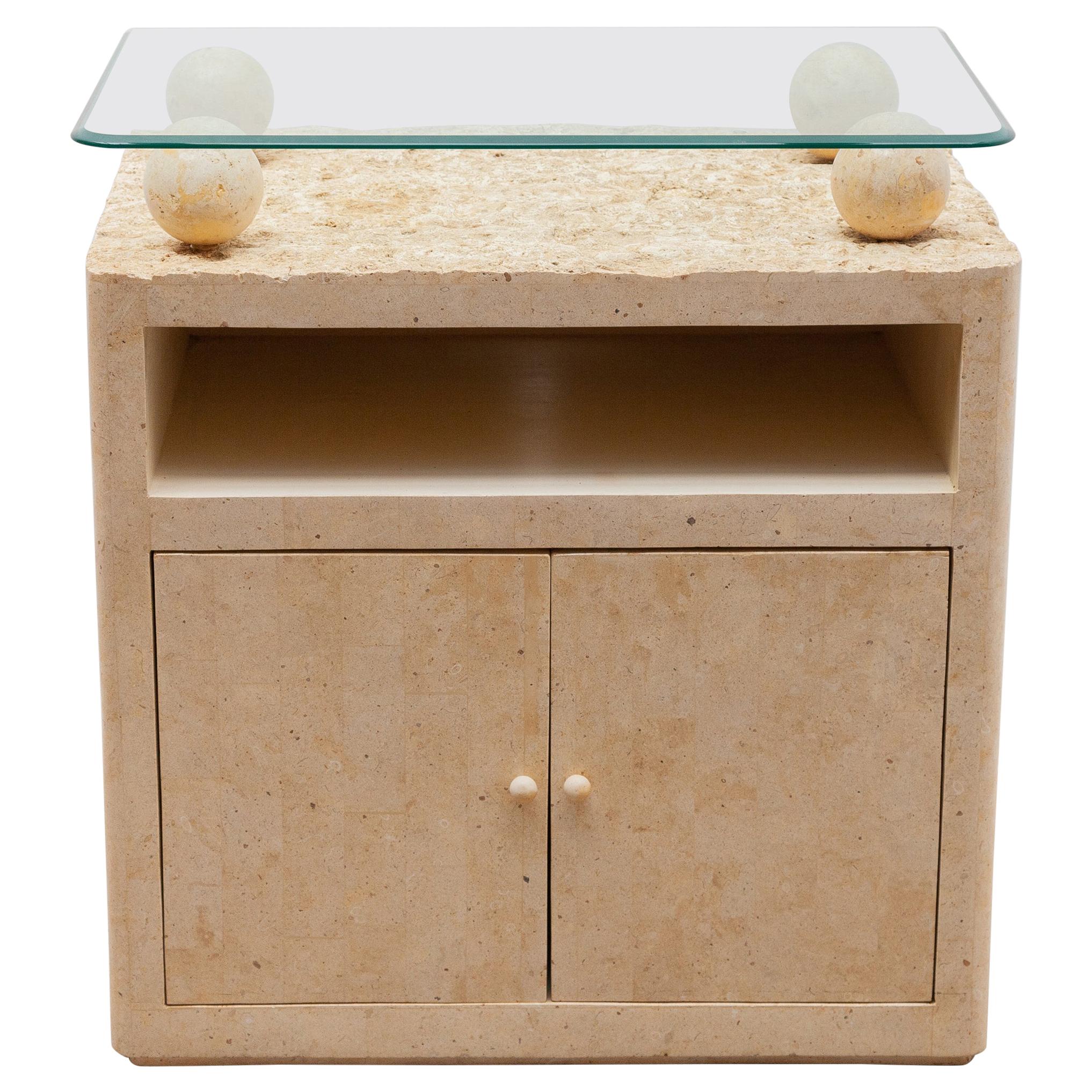Bar Furniture Small Sideboard in Faux Marble, Italy, 1980s