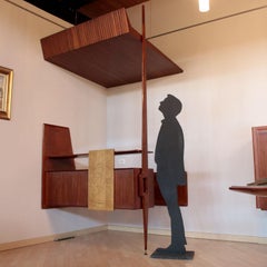 Bar Furniture with Stools Mahogany Veneer Vintage, Italy, 1950s