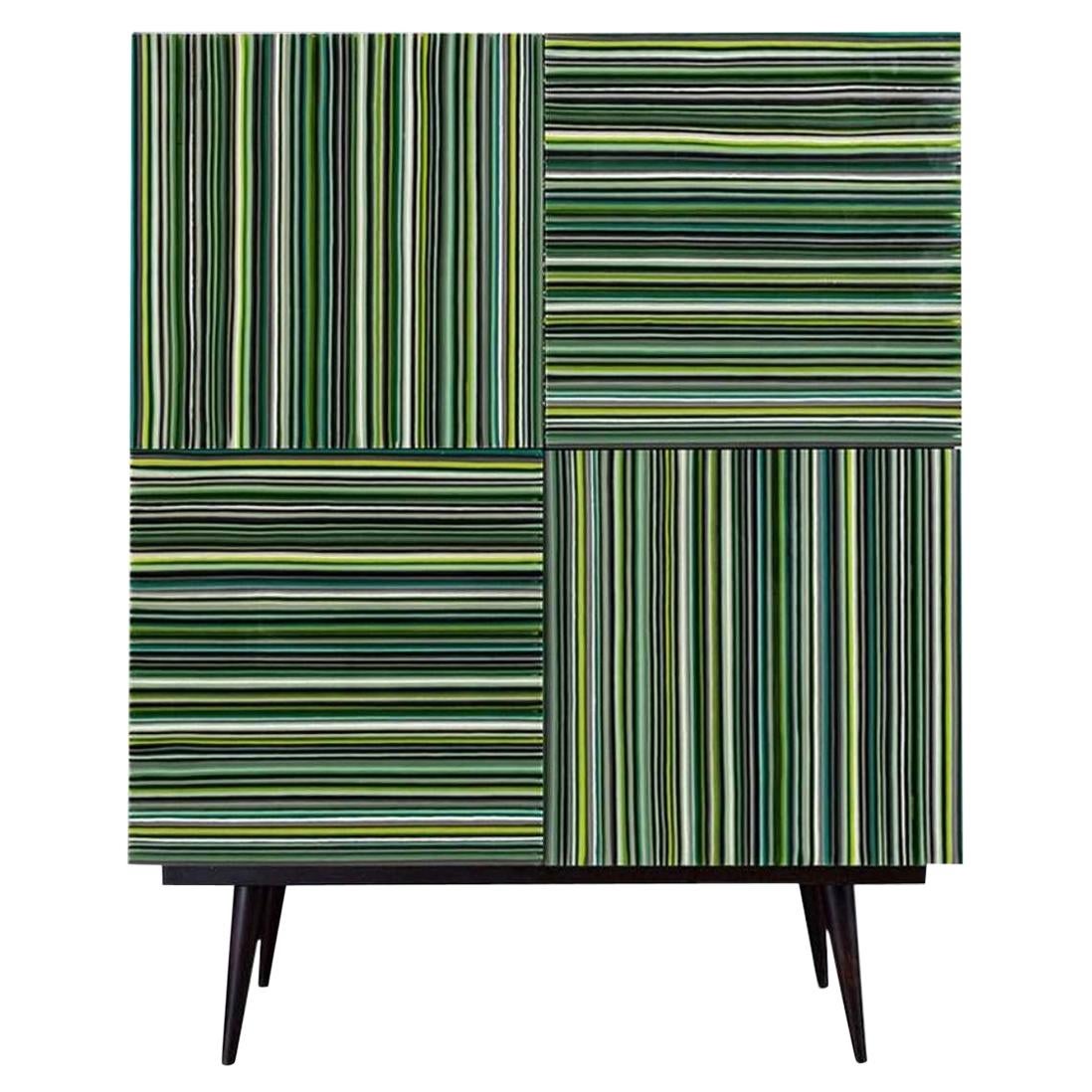 Bar Green Hues Multi-Color Barcode Glass Doors by Orfeo Quagliata For Sale