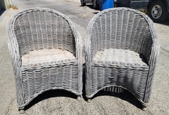 Bar Harbor Style Wicker Chairs-Pair