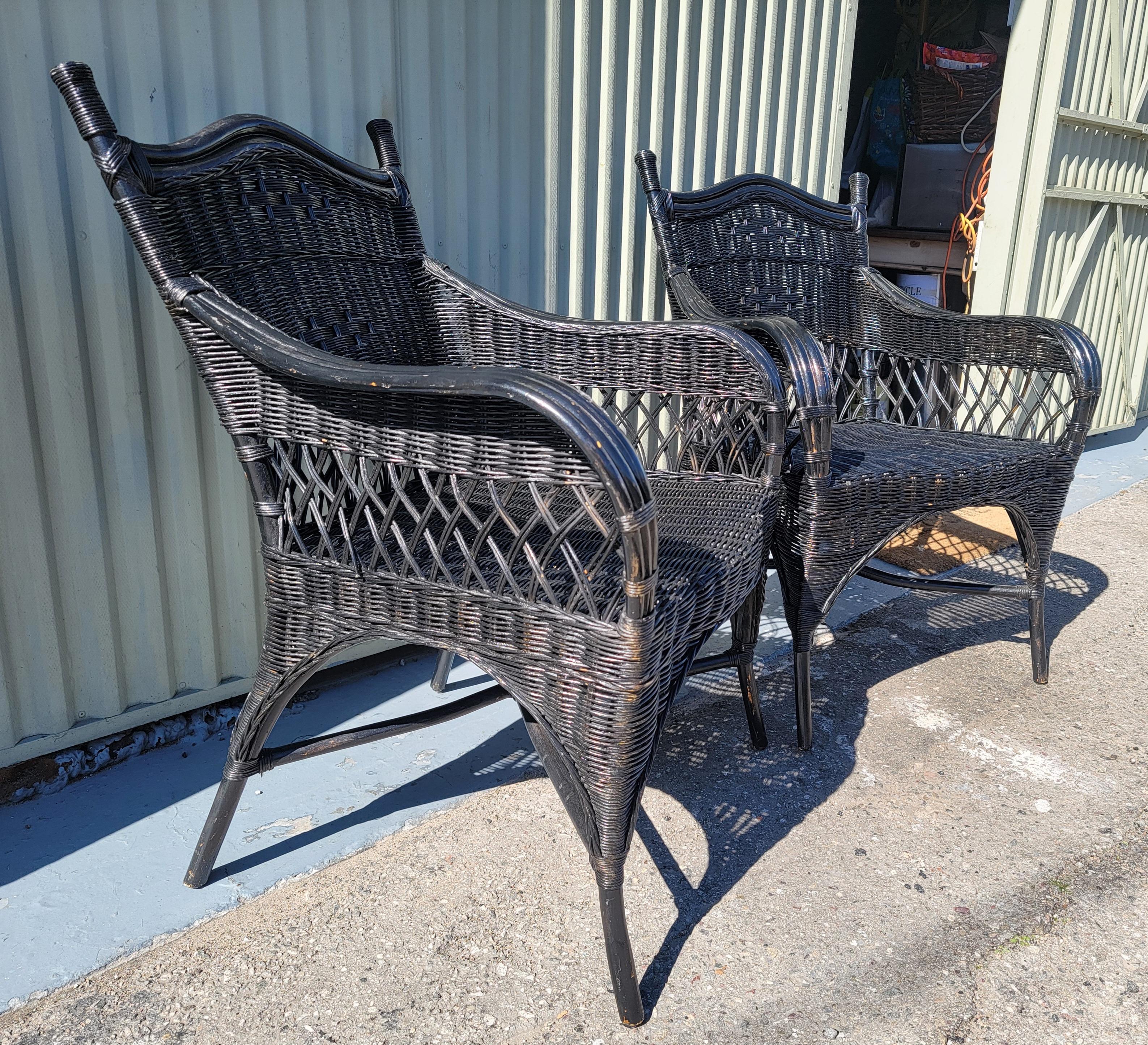 Adirondack Bar Harbor Style Wicker Chairs -Pair For Sale