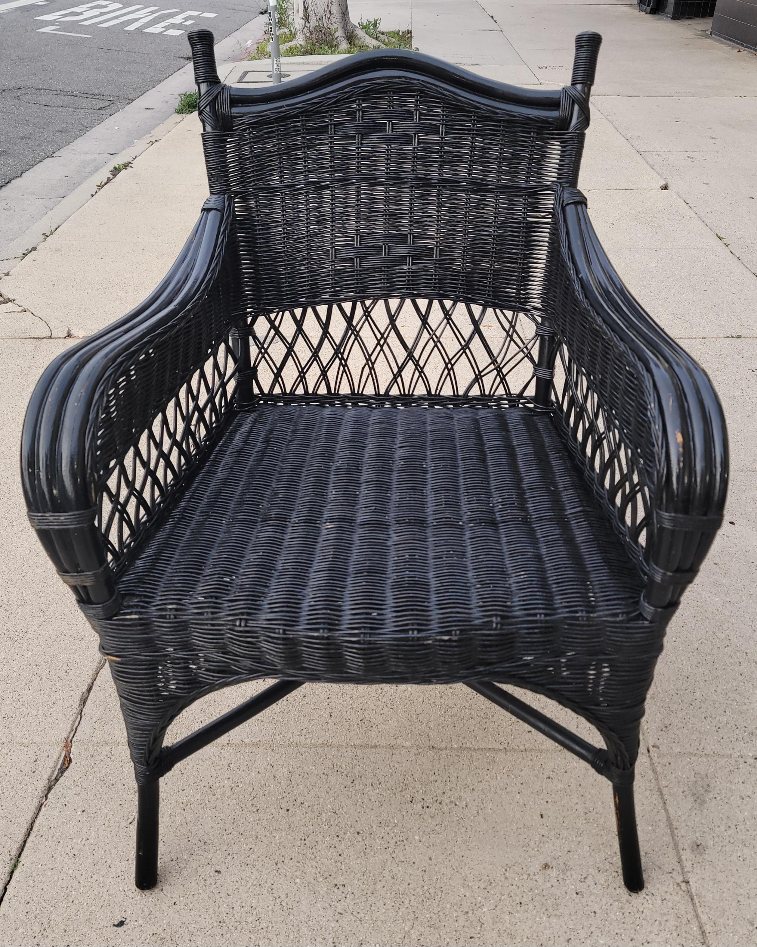Bar Harbor Style Wicker Chairs -Pair For Sale 2