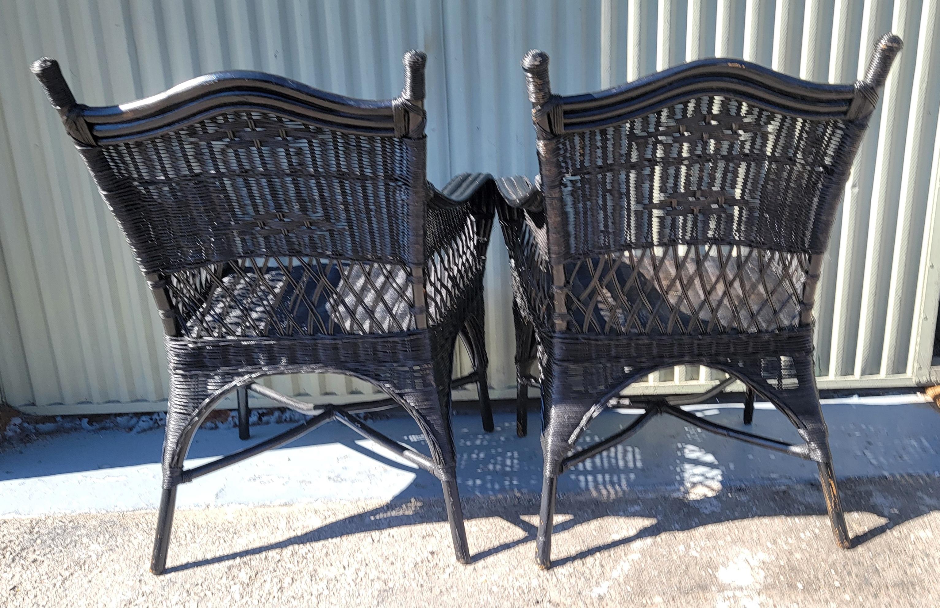 Hand-Painted Bar Harbor Style Wicker Chairs -Pair For Sale