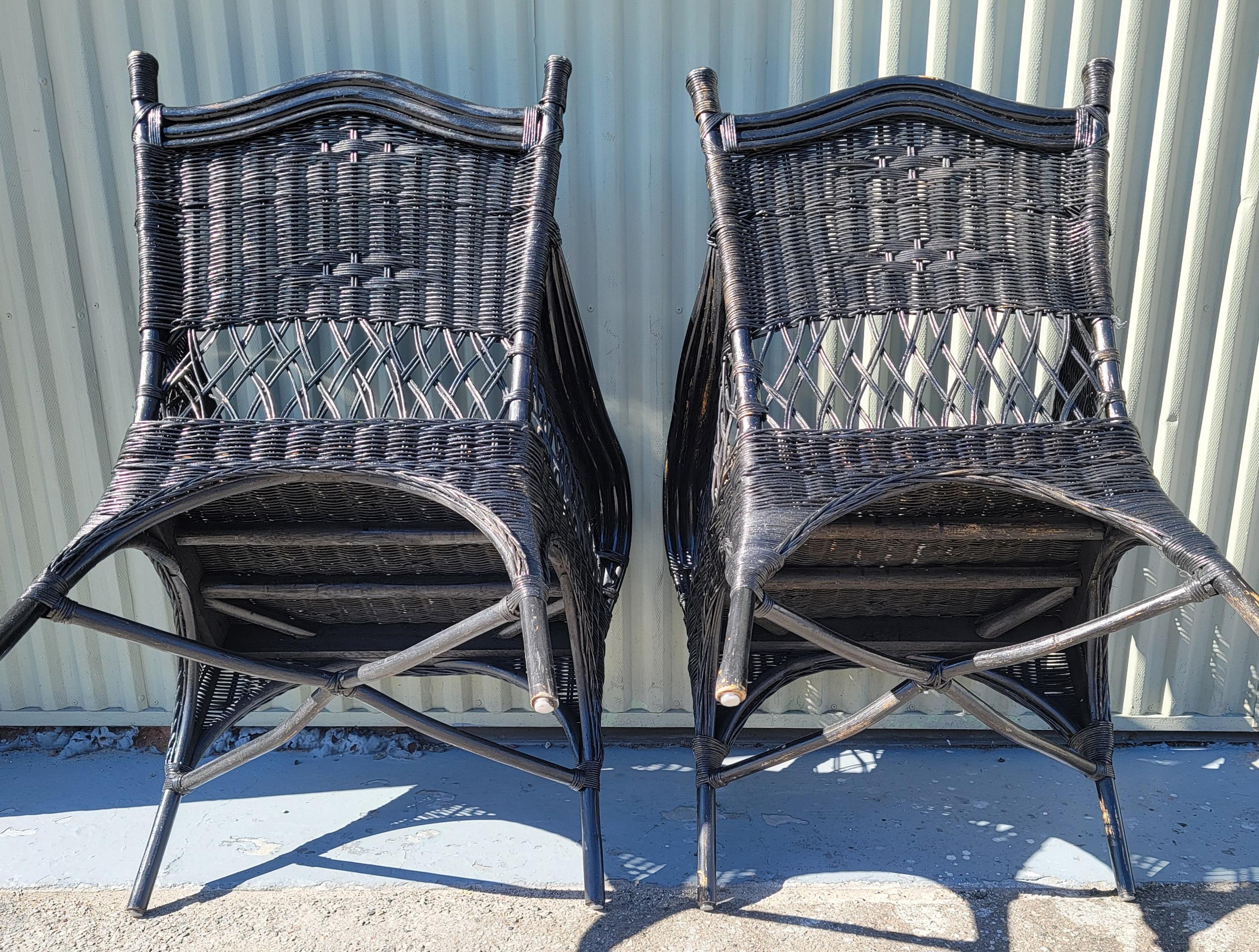 Bar Harbor Style Wicker Chairs -Pair In Good Condition For Sale In Los Angeles, CA