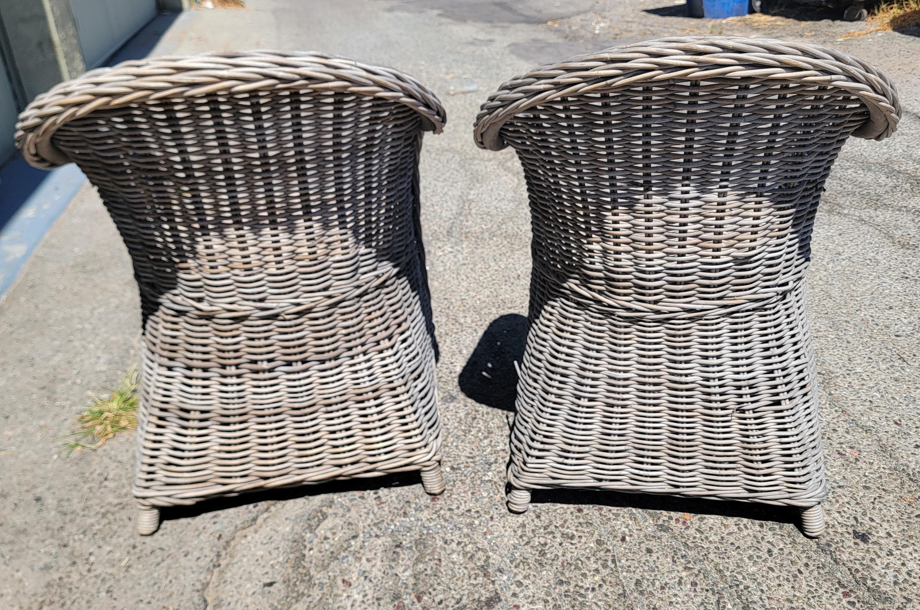 20th Century Bar Harbor Style Wicker Chairs-Pair For Sale