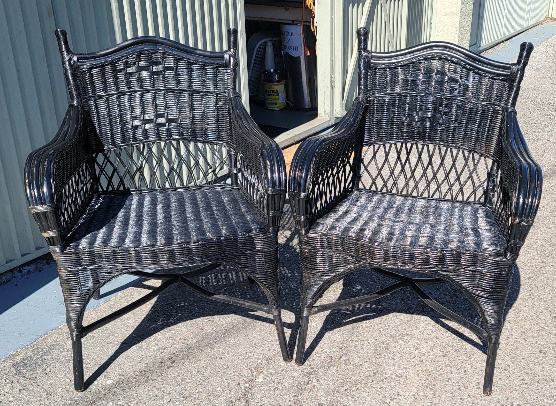 Bar Harbor Style Wicker Chairs -Pair
