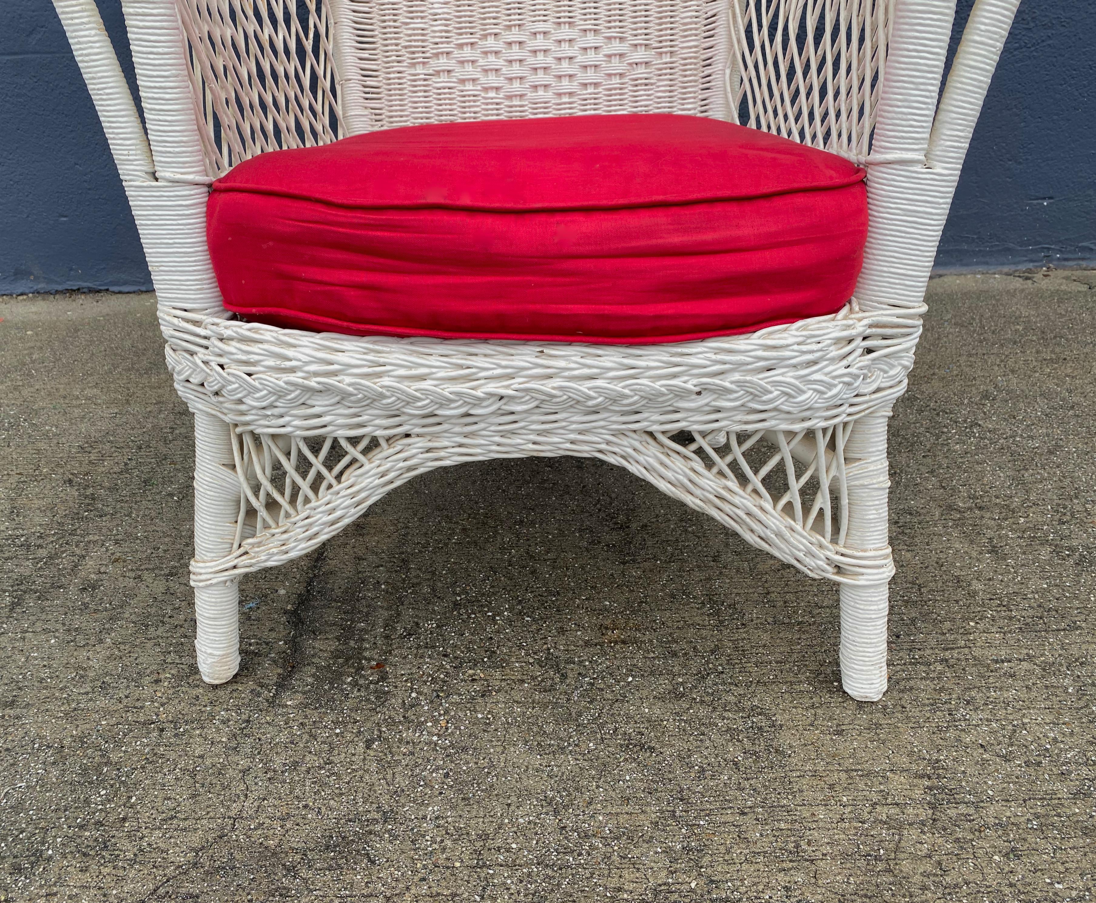 Hand-Woven Bar Harbor Wicker Arm Chair For Sale