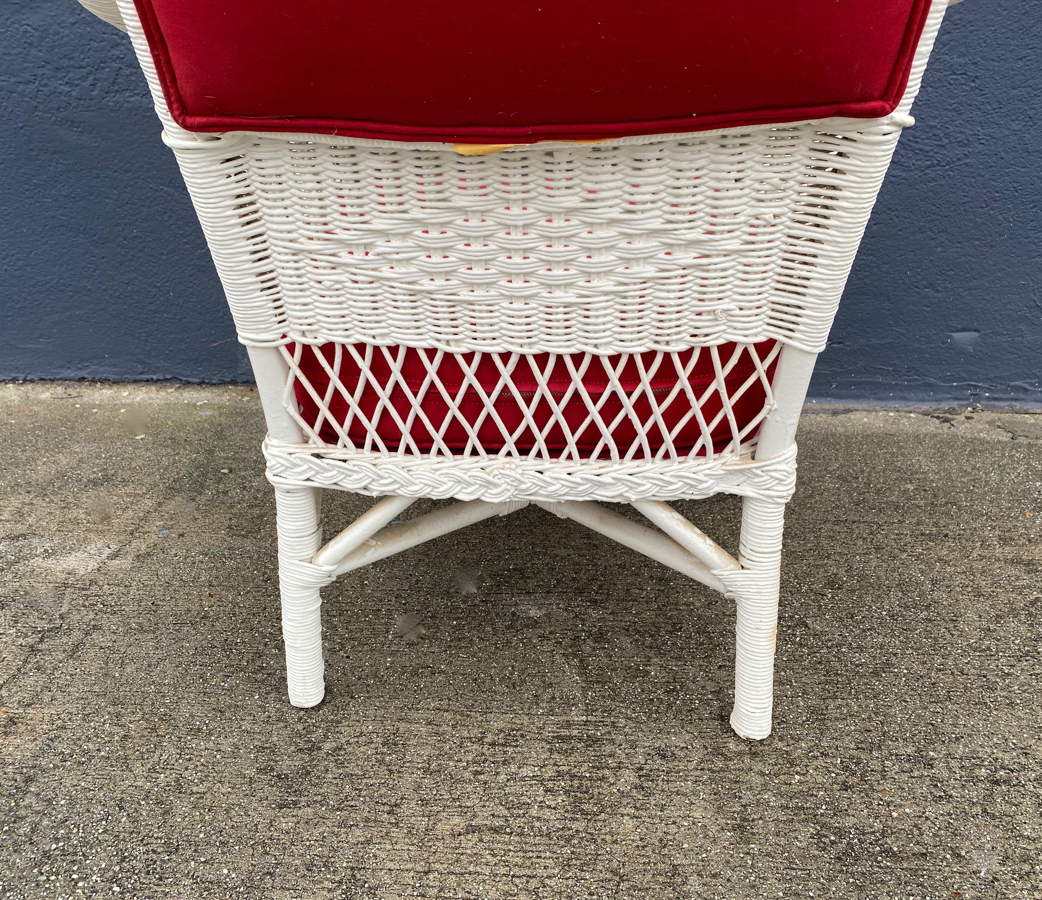 20th Century Bar Harbor Wicker Arm Chair For Sale
