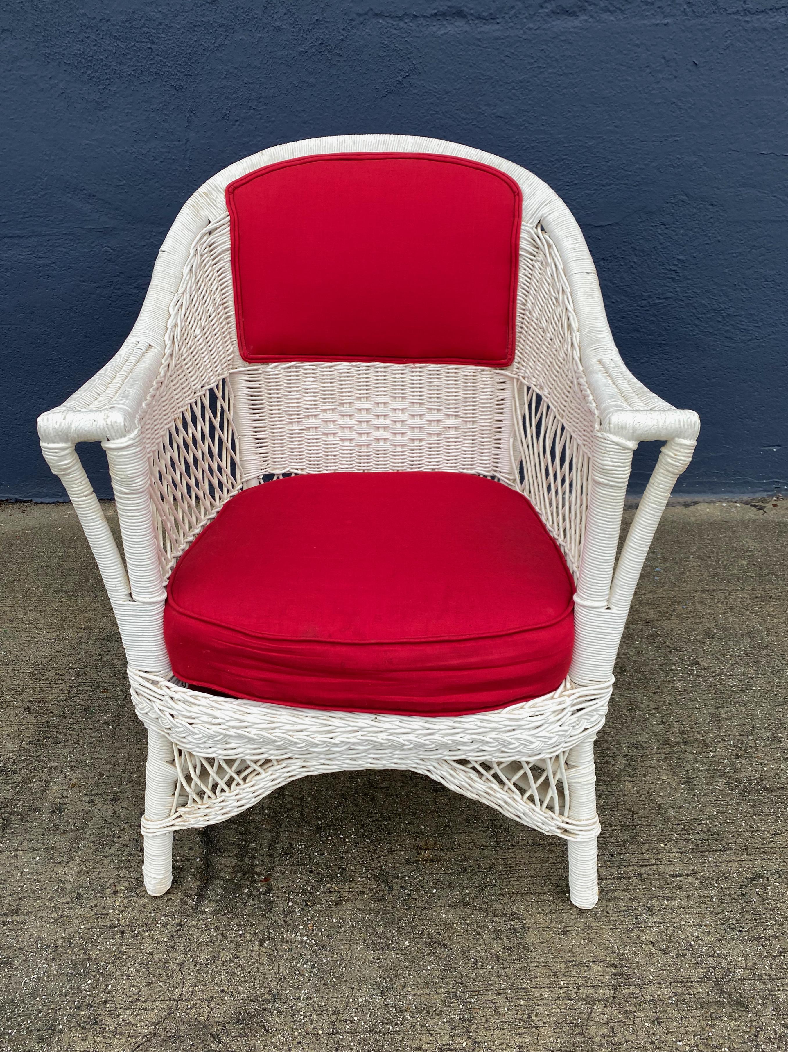 Upholstery Bar Harbor Wicker Arm Chair For Sale