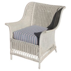 Bar Harbor Wicker Chair w/Ticking Cushion