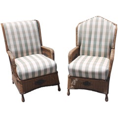 Bar Harbor Wicker Chairs in Original Paint, Pair