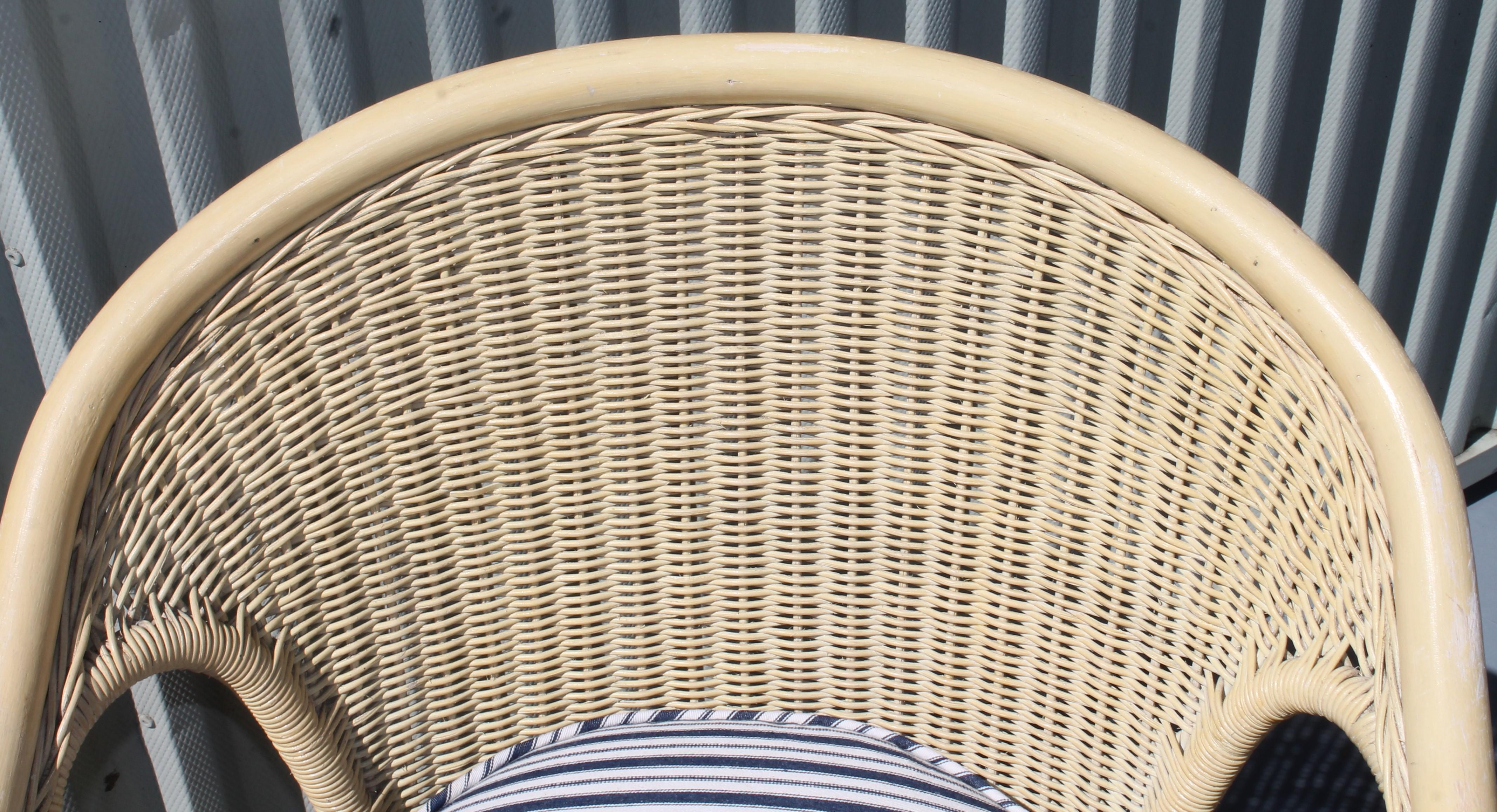 20th Century Bar Harbor Wicker Chairs in Original Yellow Painted Chairs