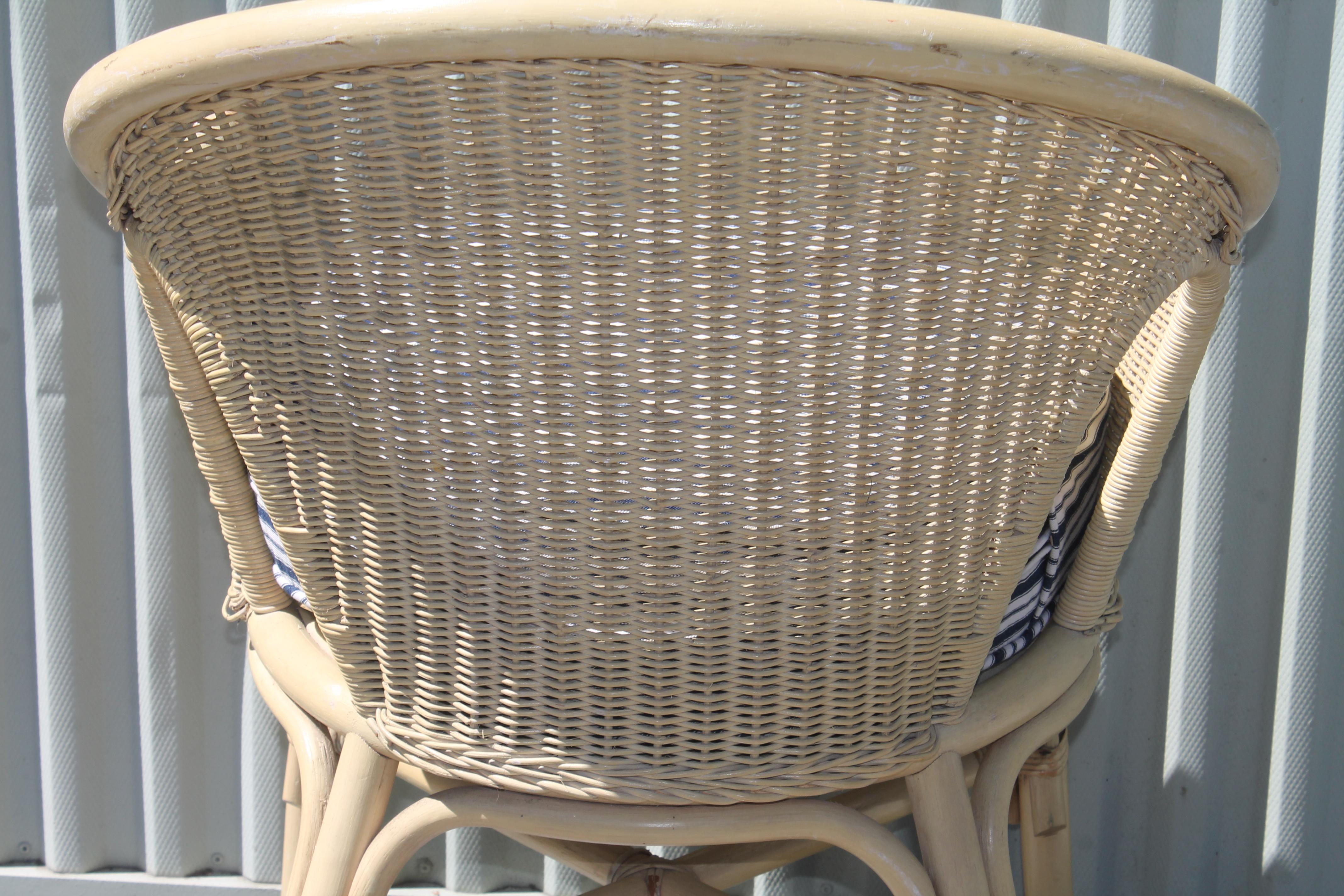 Bar Harbor Wicker Chairs in Original Yellow Painted Chairs at 1stDibs