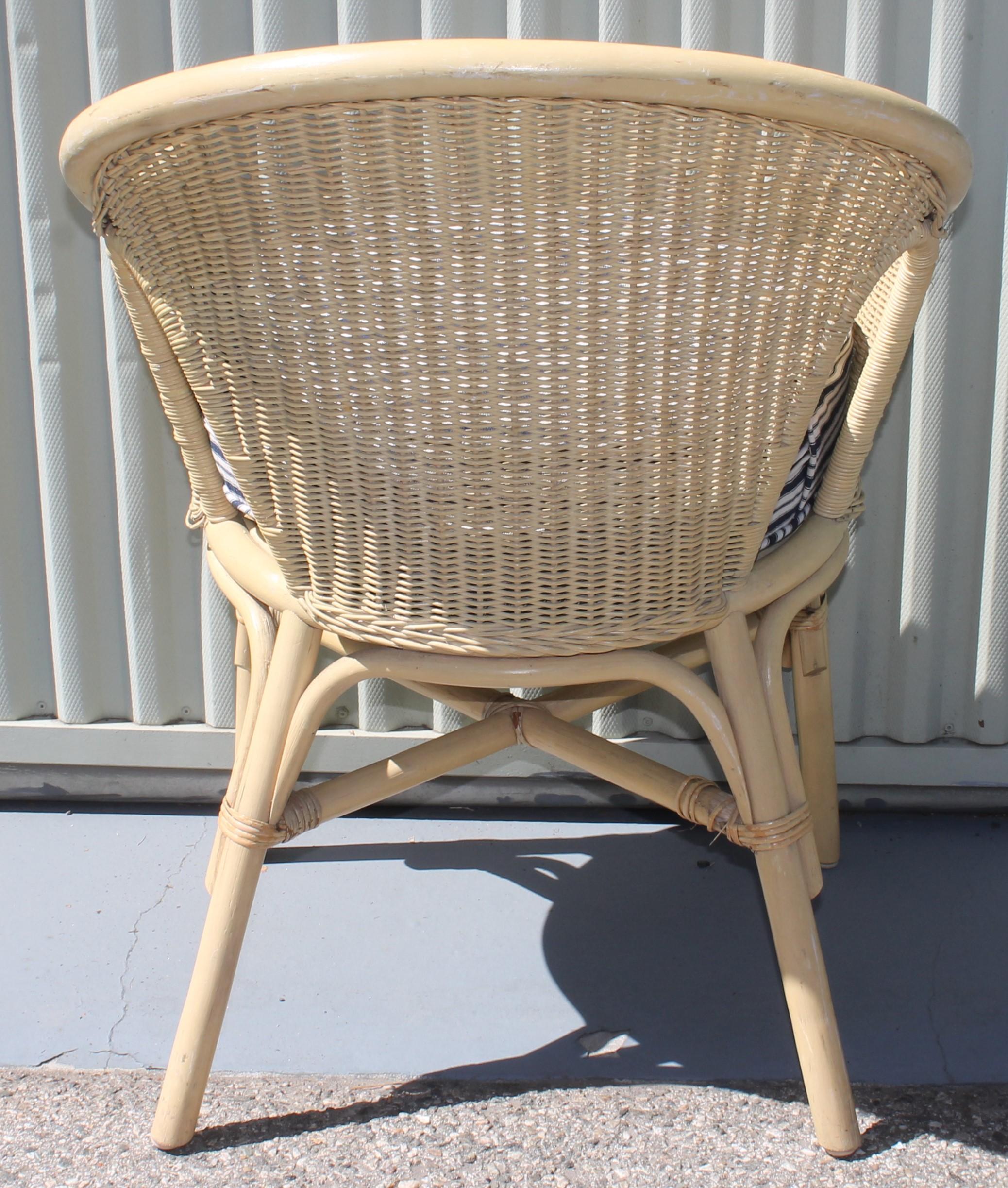 Adirondack Bar Harbor Wicker Chairs in Original Yellow Painted Chairs