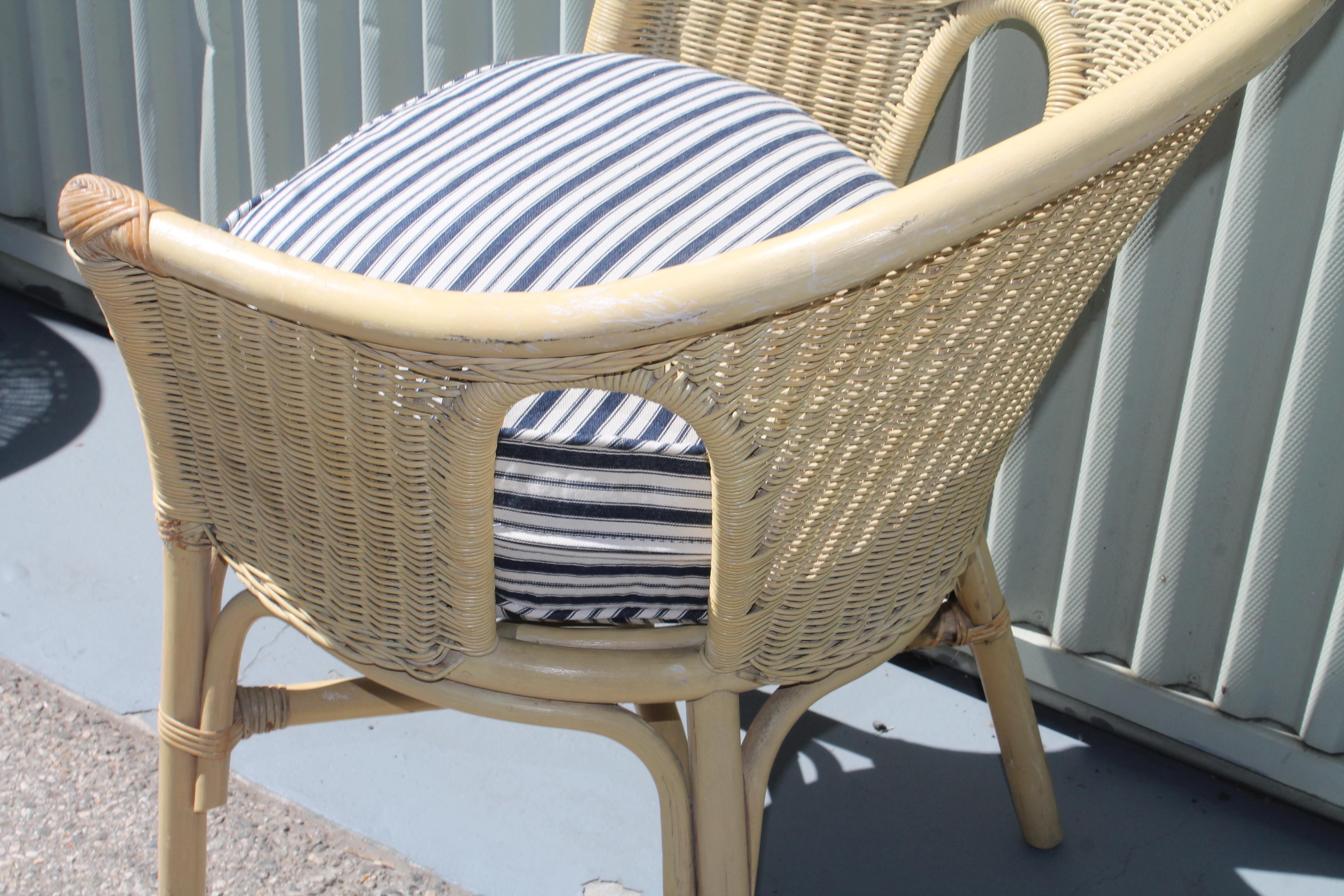 American Bar Harbor Wicker Chairs in Original Yellow Painted Chairs