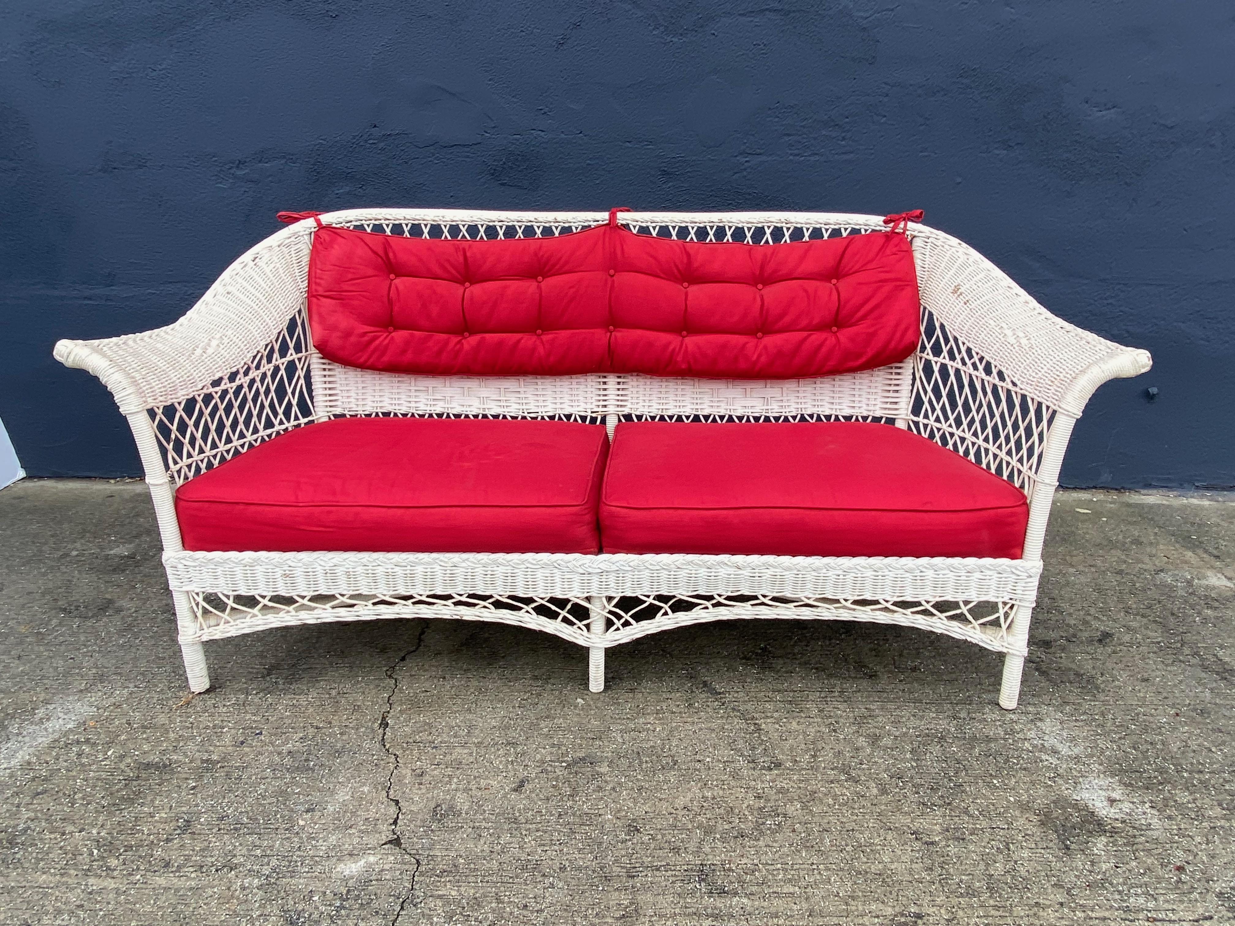 Bar Harbor Wicker Sofa For Sale 4