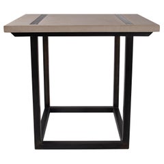 Bar Height Hollow Black Steel Base with Square Limestone Top