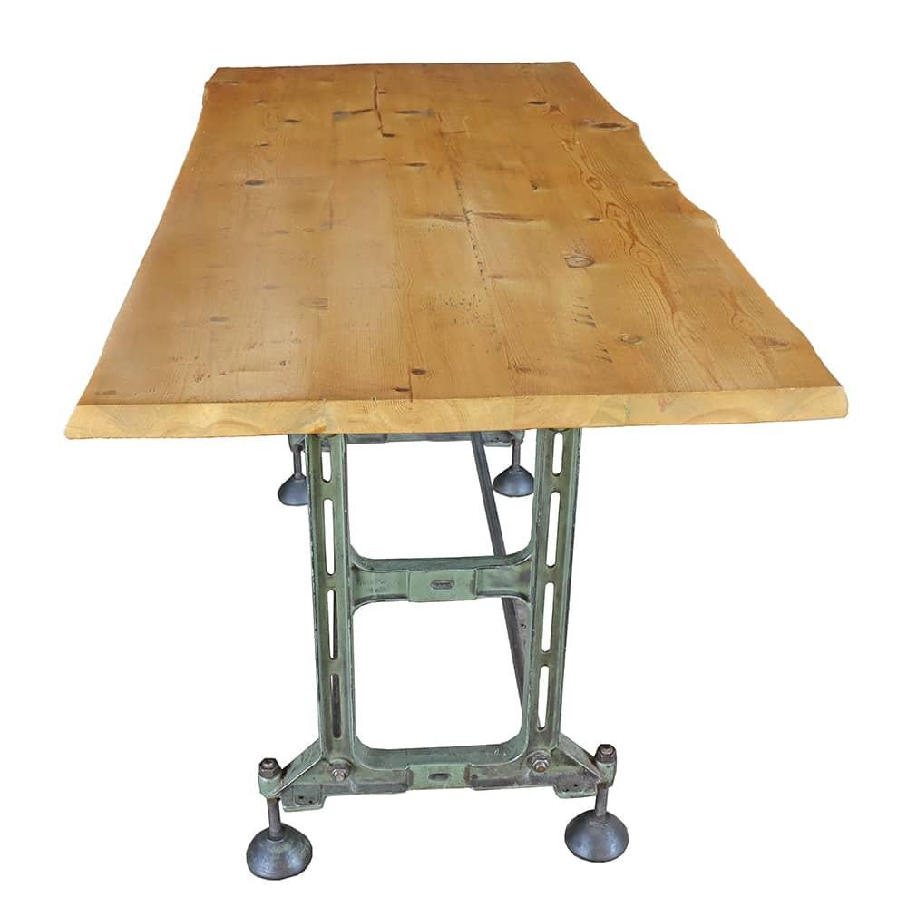 Bar Height Industrial Table with Live Edge Top In Good Condition In Aurora, OR