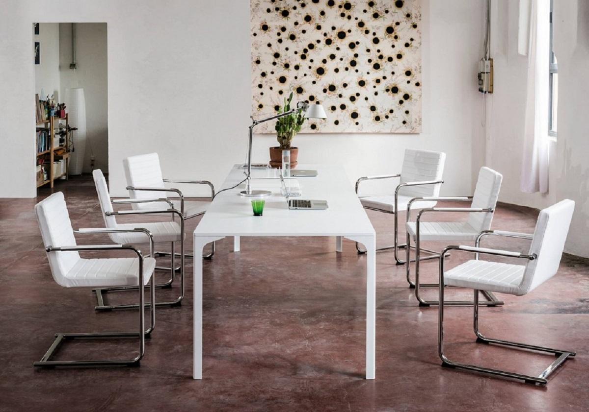 Bar-Height Multi-Purpose Table with White Lacquered Metal Structure For Sale 5