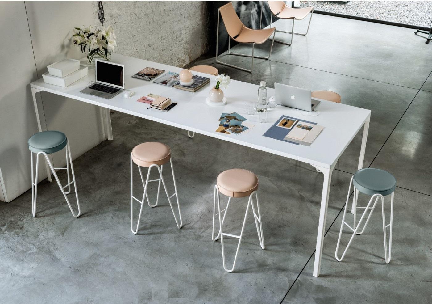 Bar-Height Multi-Purpose Table with White Lacquered Metal Structure For Sale 6