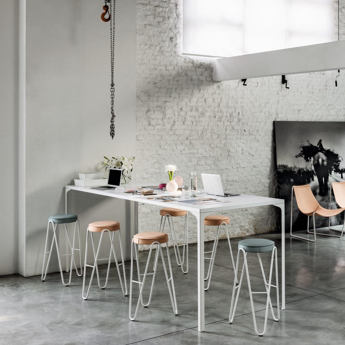 Bar-Height Multi-Purpose Table with White Lacquered Metal Structure For Sale 7
