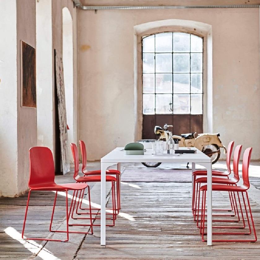 Bar-Height Multi-Purpose Table with White Lacquered Metal Structure For Sale 1