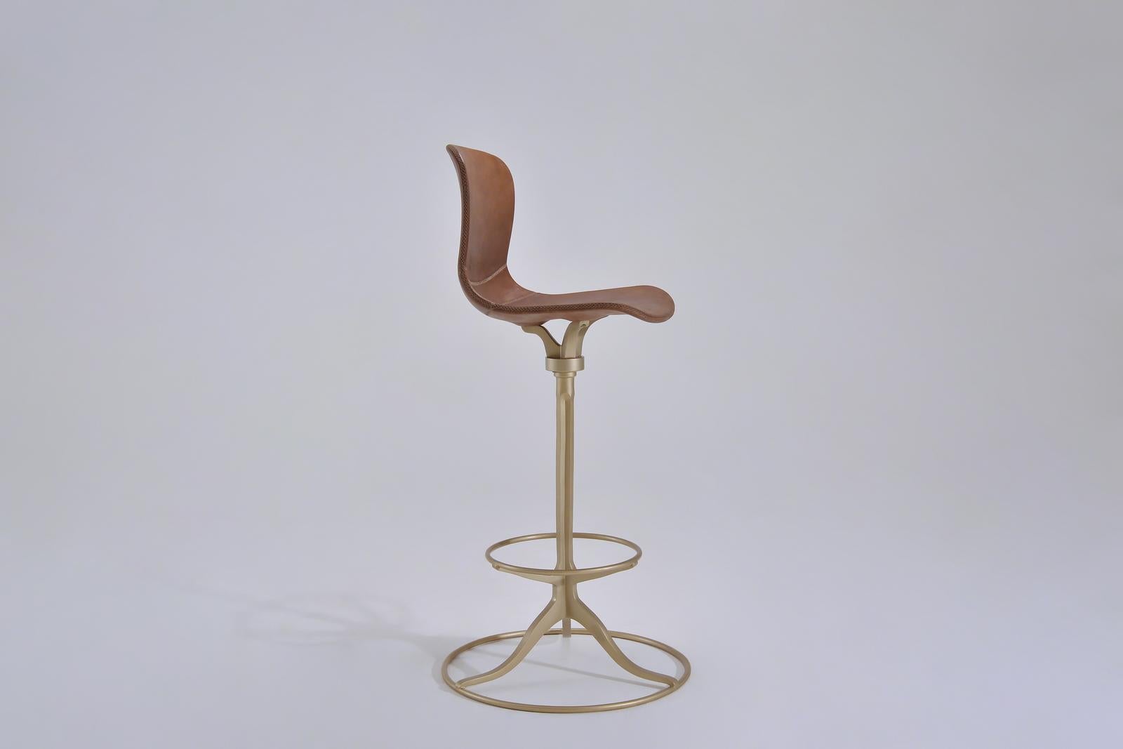 Mid-Century Modern Bar Height Swivel Chair with Footrest Ring (Two Rings) , by P. Tendercool For Sale