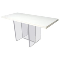 Bar Height White Quartz Marble Stone Top Lucite Base Table