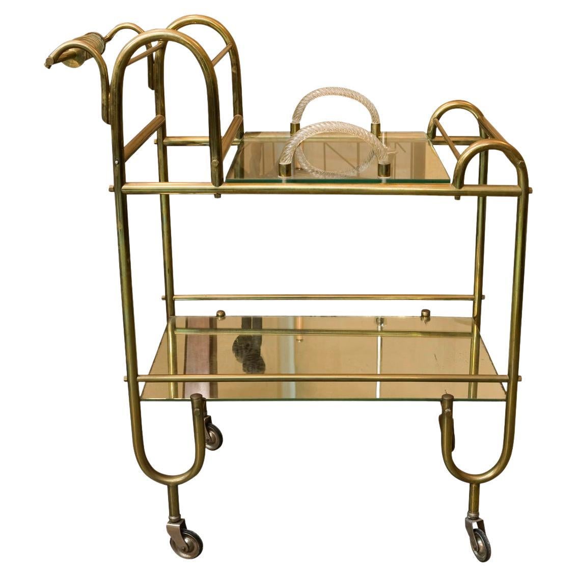 Bar aus Bronze, Murano, Spiegel und Glas Stil: Art Deco, Frankreich
