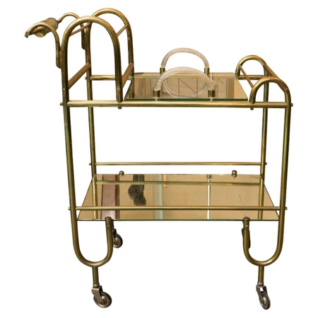 Bar in Bronze, Murano, Mirror and Glass Style: Art Deco, France
