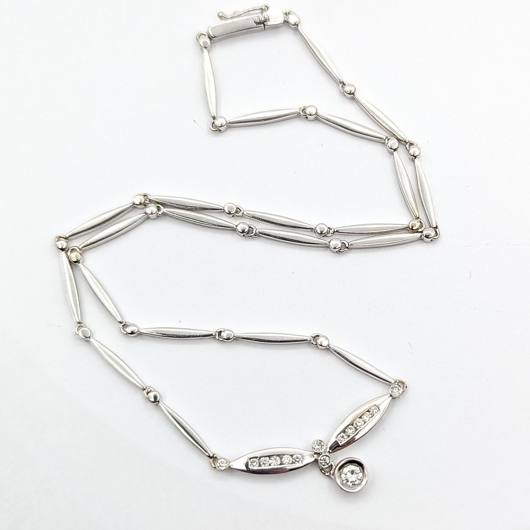 Bar Link Diamond Necklace in 14k white gold Excellent état - En vente à Bloomington, MN