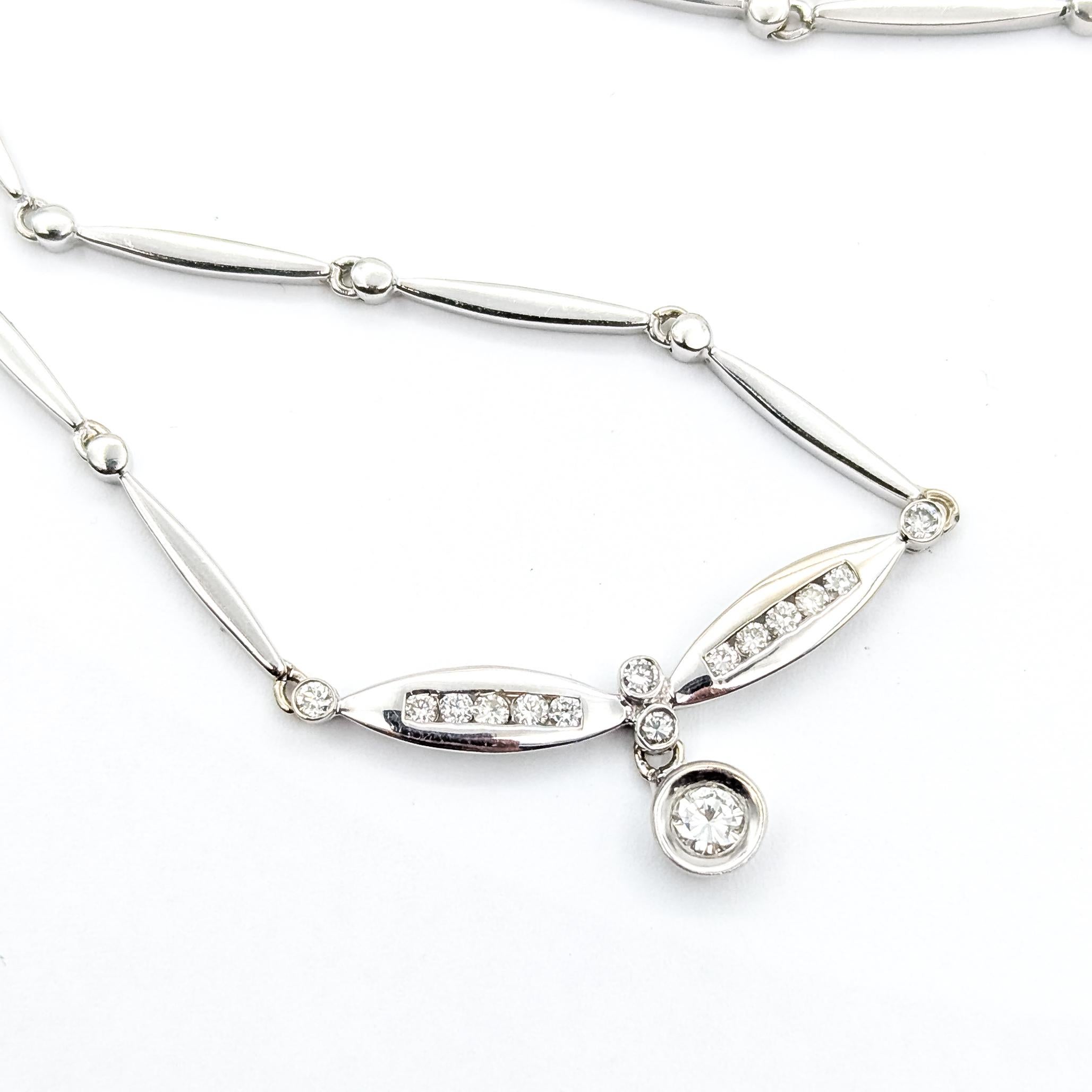 Bar Link Diamond Necklace in 14k white gold Pour femmes en vente