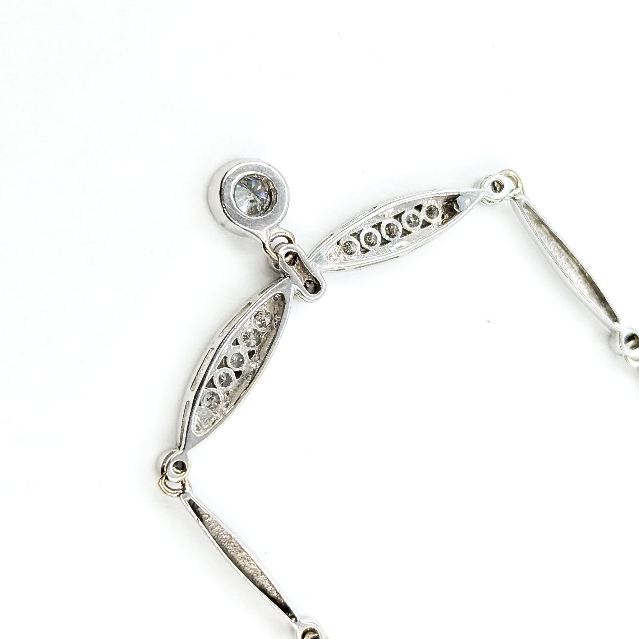 Bar Link Diamond Necklace in 14k white gold en vente 2