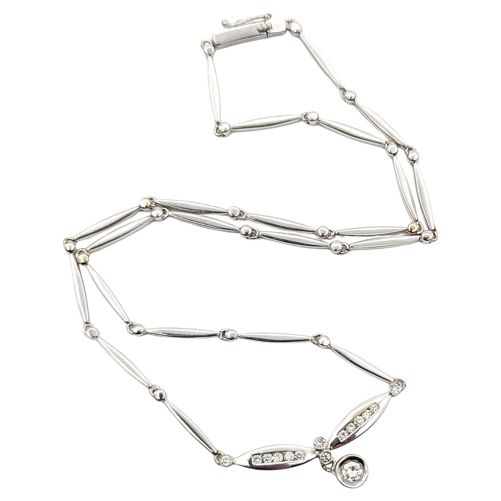 Bar Link Diamond Necklace in 14k white gold