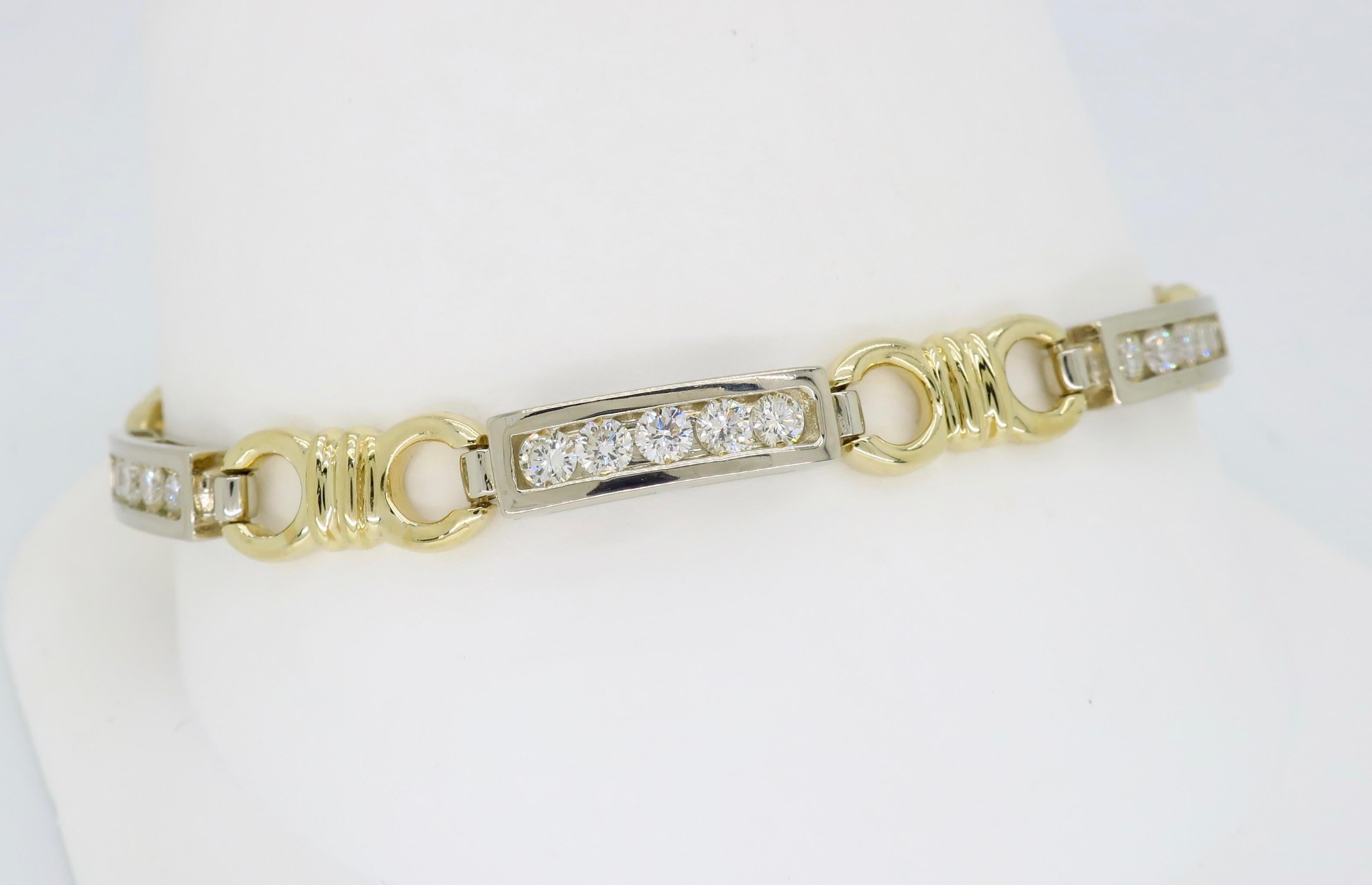 Women's or Men's Bar Link Diamond Tennis Bracelet