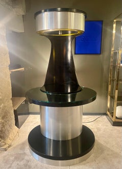 Dry Bar Mobile Motorized, Willy Rizzo, 1970s, Italy, Midcentury Steel Wood, Rare