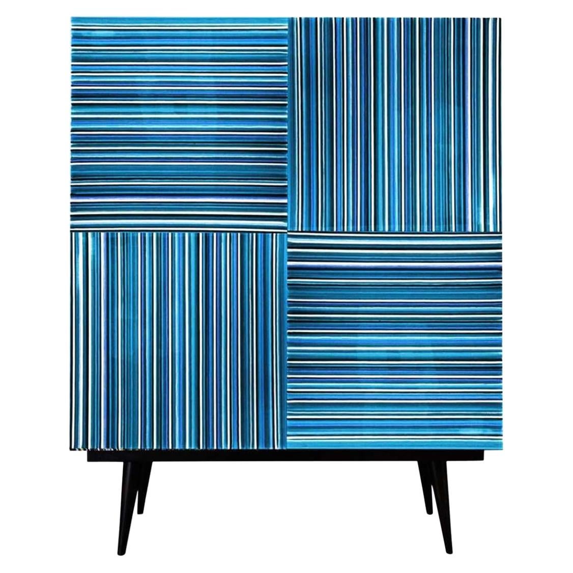 Bar Navy Blue Multi-Color Glass Doors by Orfeo Quagliata For Sale
