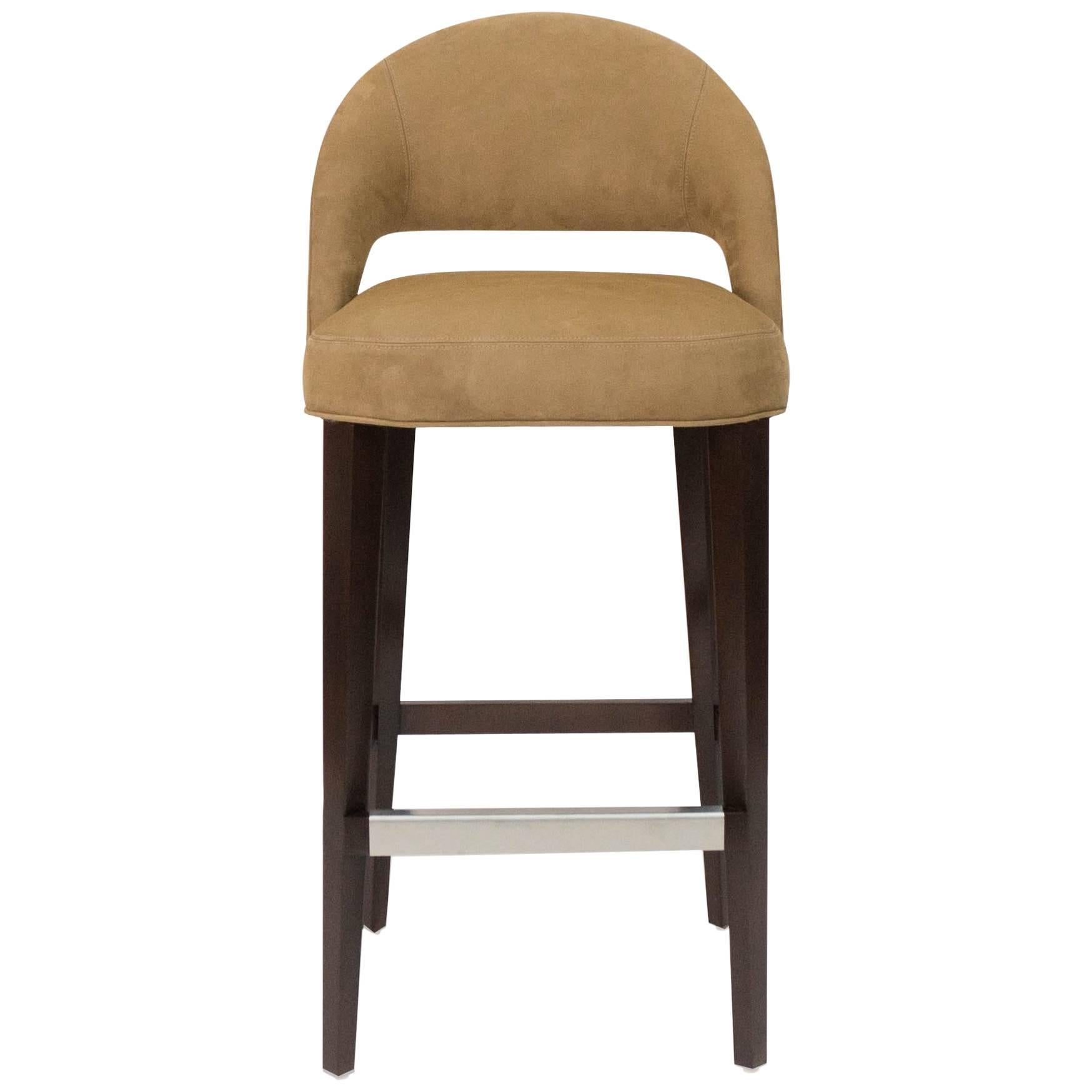 Bar or Counter Stool with Bucket Seat, Modern, Art Deco