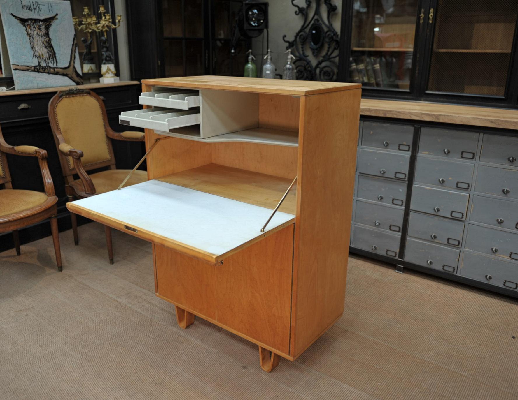 Bar or Writing Desk CB07 in Birch Wood by Cees Braakman for Pastoe, 1950s 4