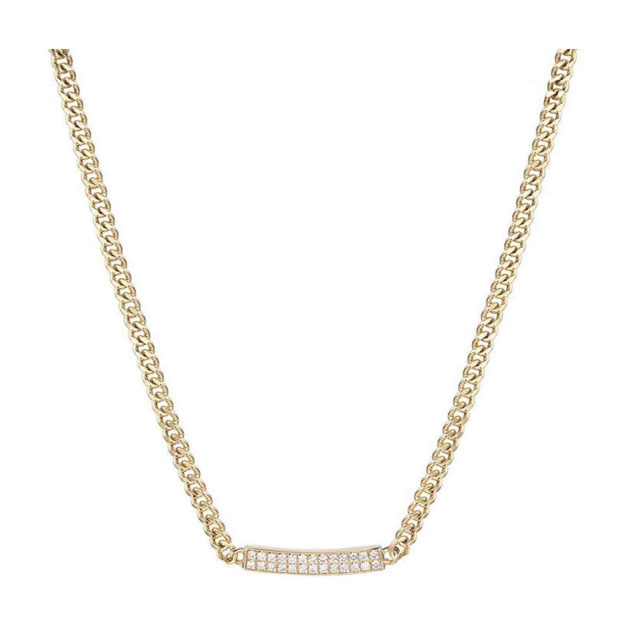Bracciale Bar Pave Round Diamond in oro giallo 14K in vendita