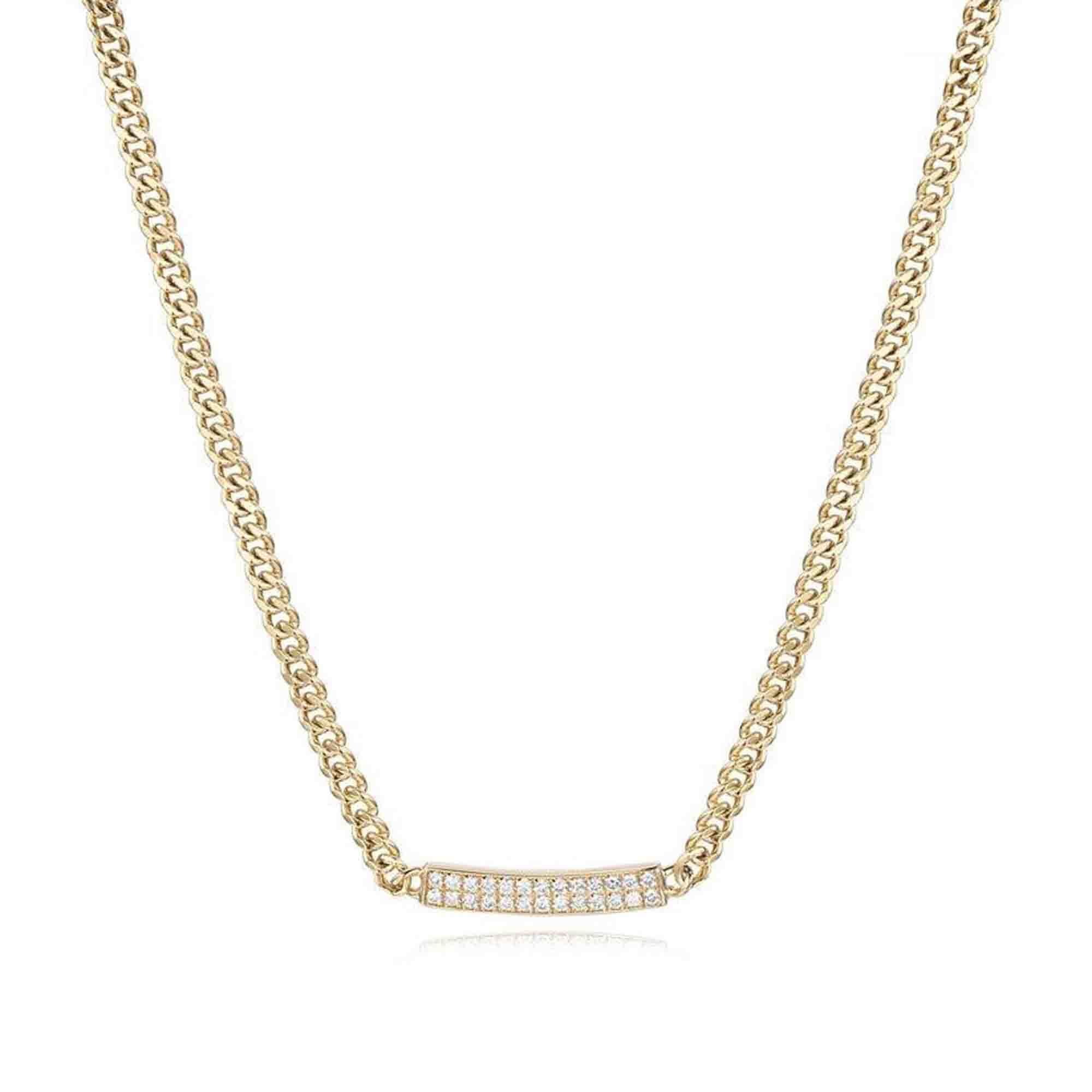 Bracciale Bar Pave Round Diamond in oro giallo 14K in vendita