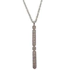 Bar Pendant with 0.21 Carat of Diamond on Cable Chain in 18 Karat White Gold