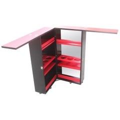 Bar Portable Black Cube Red Combined Secrets Cabinet Italy Laminate Sottsass