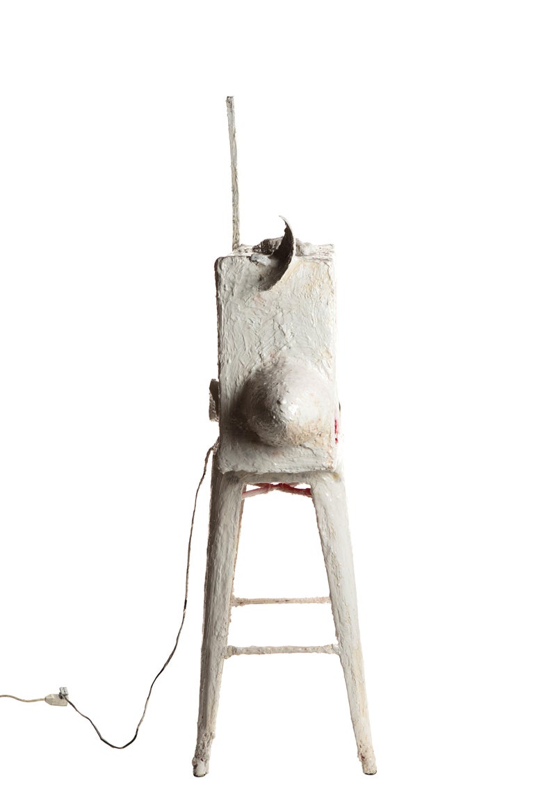 Hand-Crafted Sculptural White and Red Plaster Bar, 21st Century by Mattia Biagi For Sale